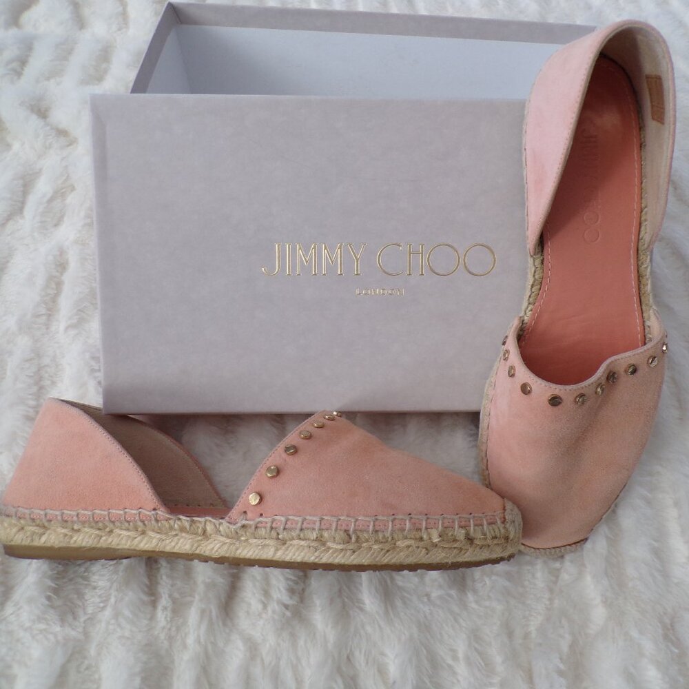 Jimmy Choo pink studded suede espadrilles 7